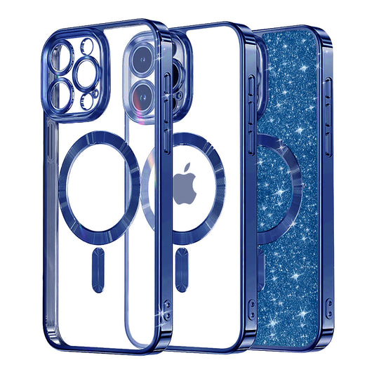 Etui MagSafe do Apple iPhone 12 Pro, Techsuit, Luxury Glitter, Ciemnoniebieskie
