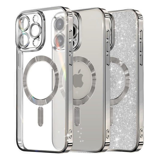 Etui MagSafe do Apple iPhone 12 Pro, Techsuit, Luxury Glitter, Srebrne