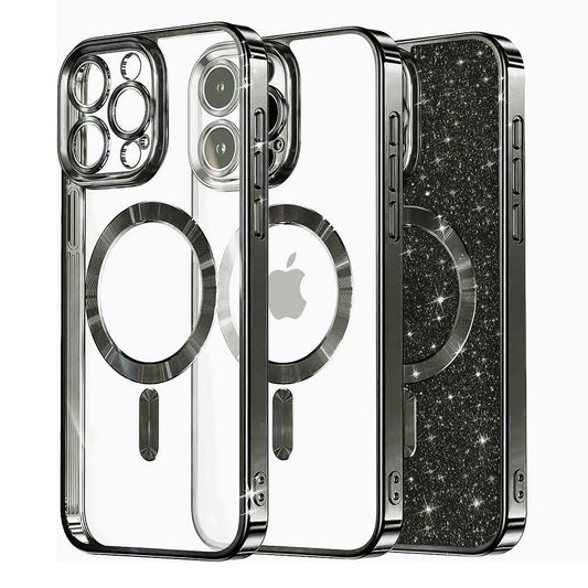 Etui MagSafe do Apple iPhone 12 Pro, Techsuit, Luxury Glitter, czarne