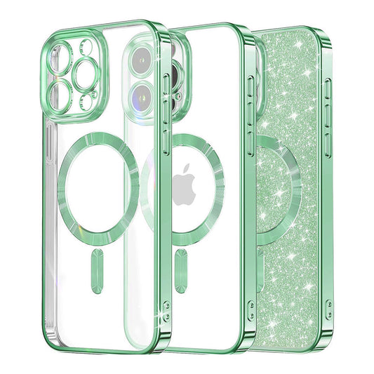 Etui MagSafe do Apple iPhone 12 Pro, Techsuit, Luxury Glitter, Jasnozielony