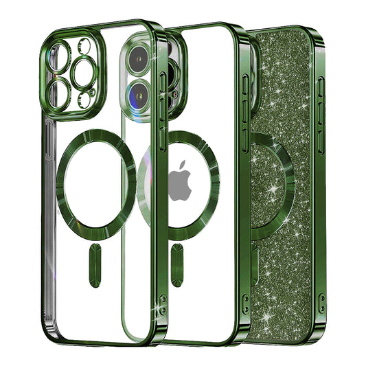 Etui MagSafe do Apple iPhone 12 Pro, Techsuit, Luxury Glitter, Ciemnozielony