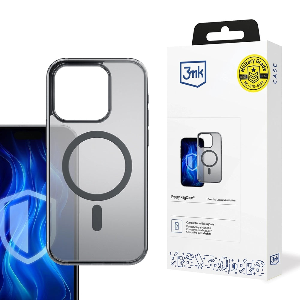 Etui MagSafe do Apple iPhone 13 Pro Max, 3MK, Frosty MagCase, Czarna Satynowa