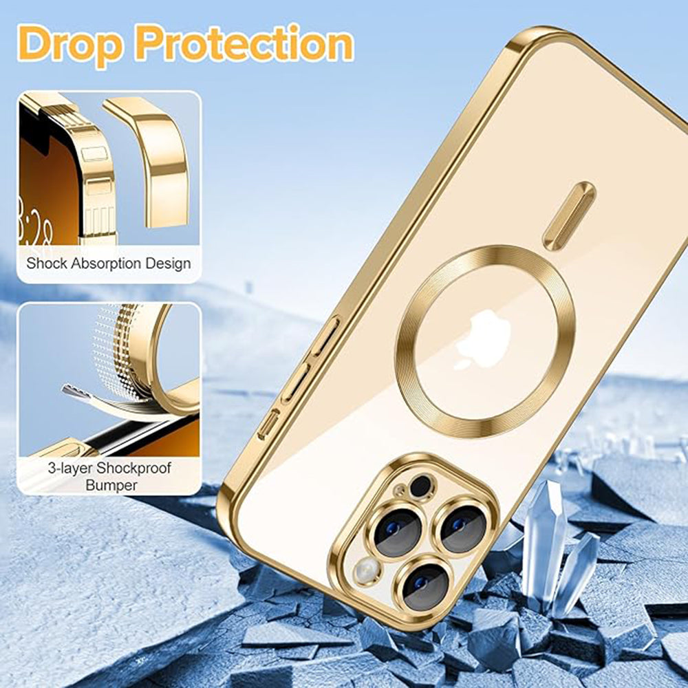 Etui MagSafe do Apple iPhone 13 Pro Max, Techsuit, Luxury Crystal, Złote