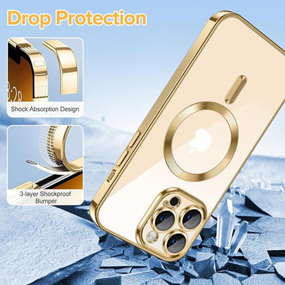 Etui MagSafe do Apple iPhone 13 Pro Max, Techsuit, Luxury Crystal, Złote