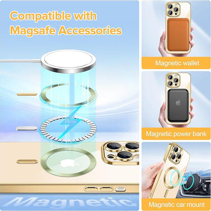Etui MagSafe do Apple iPhone 13 Pro Max, Techsuit, Luxury Crystal, Złote