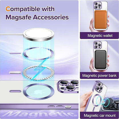 MagSafe Case for Apple iPhone 13 Pro Max, Techsuit, Luxury Crystal, Light Purple