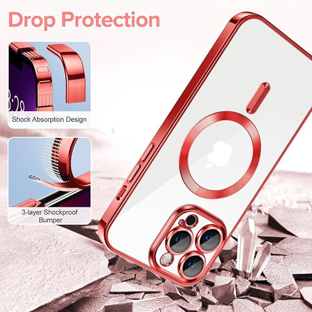 MagSafe Case for Apple iPhone 13 Pro Max, Techsuit, Luxury Crystal, Red