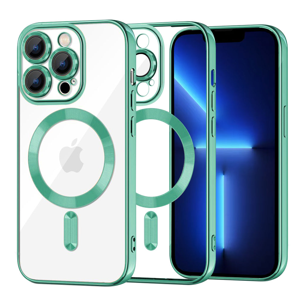 MagSafe Case for Apple iPhone 13 Pro Max, Techsuit, Luxury Crystal, Light Green