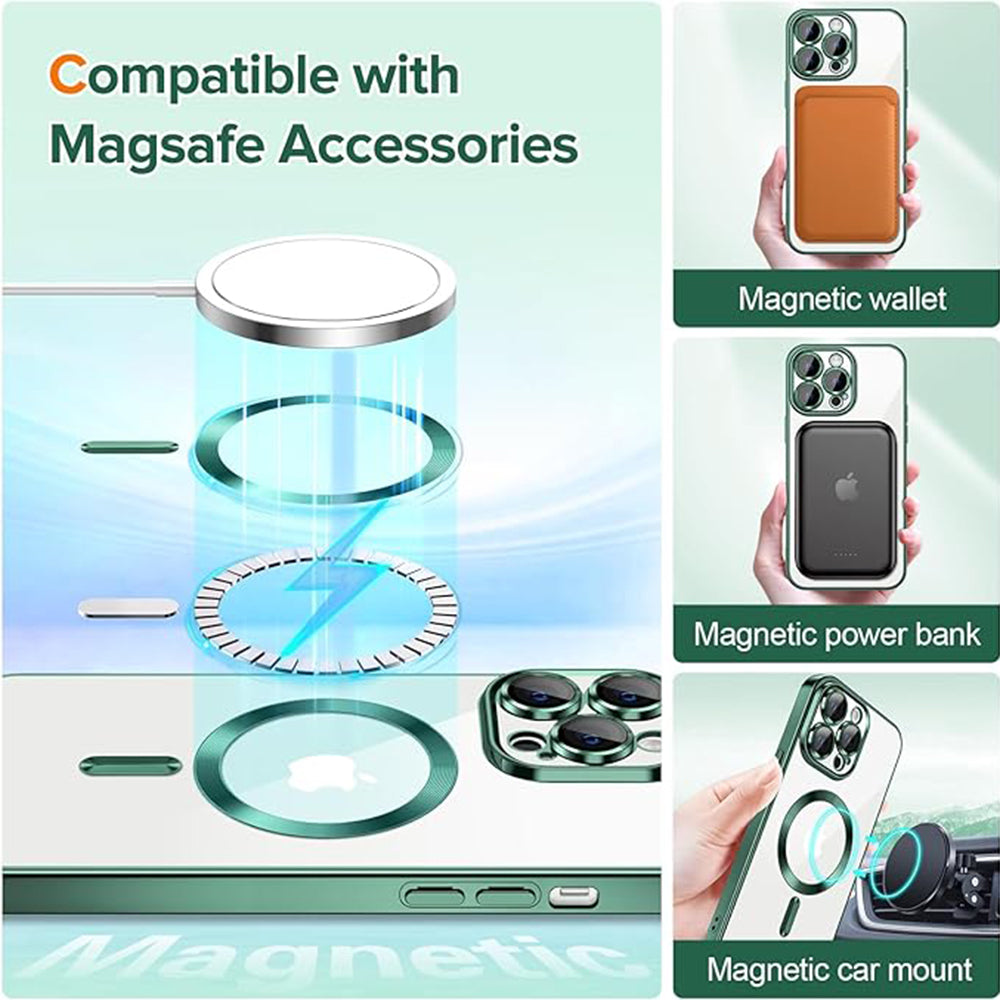 Etui MagSafe do Apple iPhone 13 Pro Max, Techsuit, Luxury Crystal, Ciemnozielony