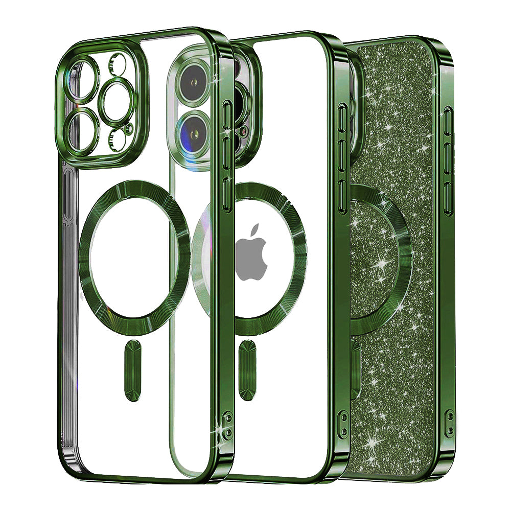 Etui MagSafe do Apple iPhone 13 Pro Max, Techsuit, Luxury Glitter, Ciemnozielony