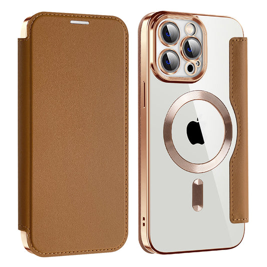 Etui MagSafe do Apple iPhone 13 Pro Max, Techsuit, SmartMag Book, Brązowe