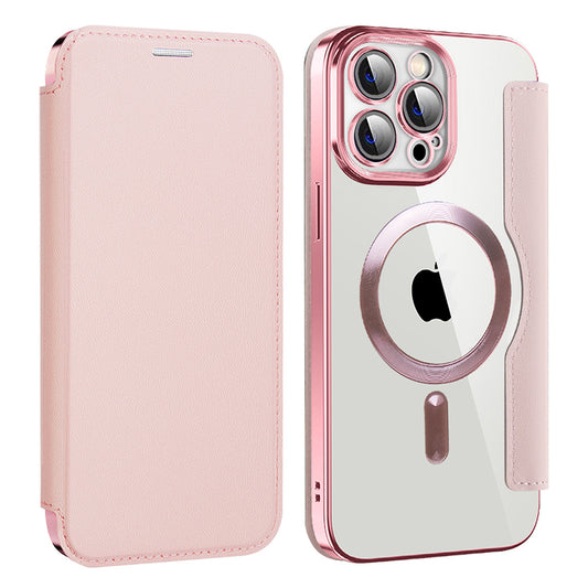 Etui MagSafe do Apple iPhone 13 Pro Max, Techsuit, SmartMag Book, Różowe