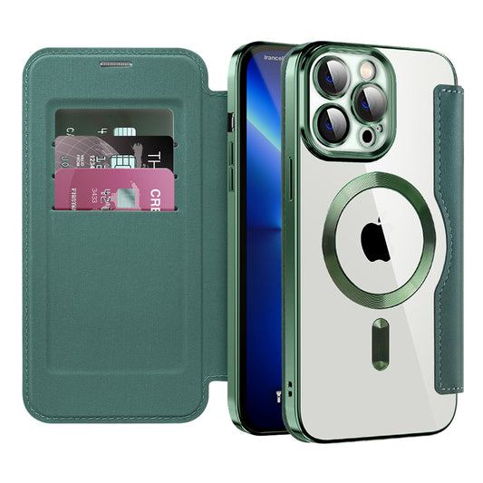 Etui MagSafe do Apple iPhone 13 Pro Max, Techsuit, SmartMag Book, Zielony
