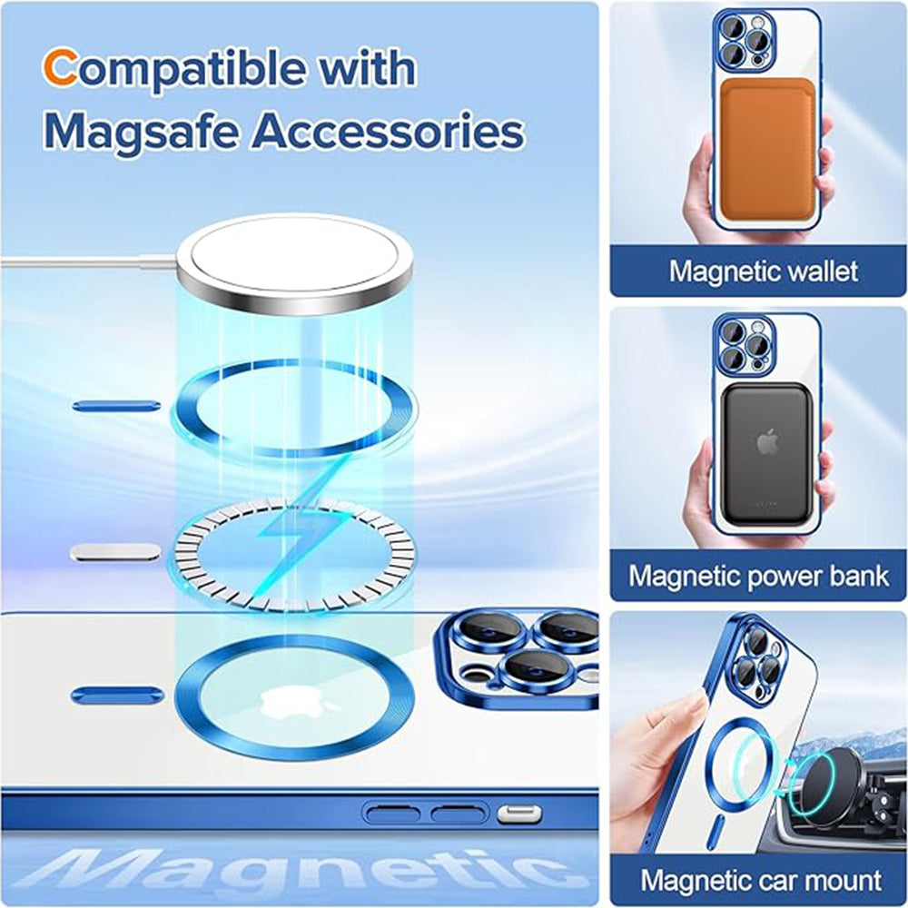 Etui MagSafe do Apple iPhone 13 Pro, Techsuit, Luxury Crystal, Ciemnoniebieskie