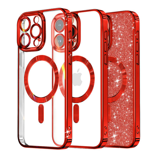 Etui MagSafe do Apple iPhone 13 Pro, Techsuit, Luxury Glitter, Czerwone