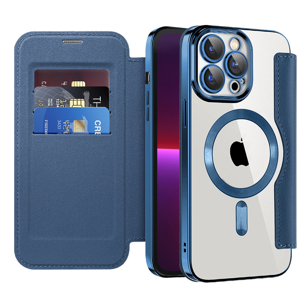 Etui MagSafe do Apple iPhone 13 Pro, Techsuit, SmartMag Book, niebieskie
