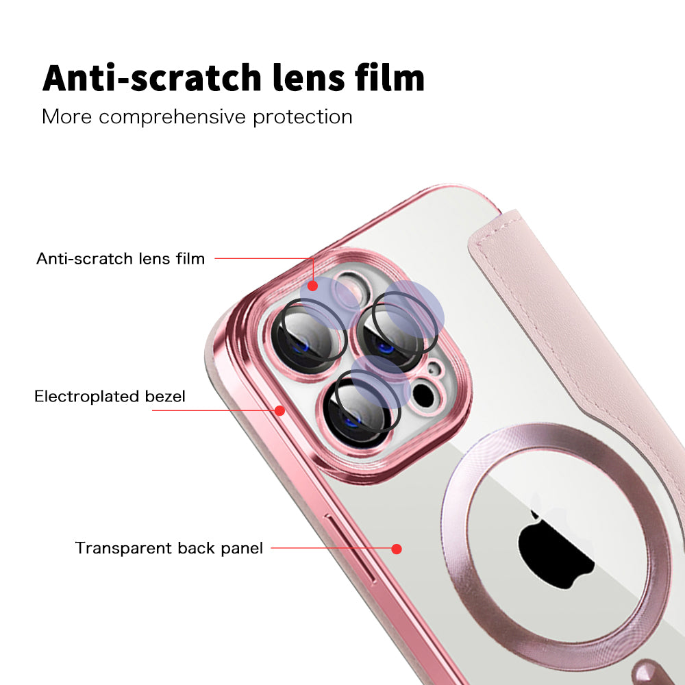 Etui MagSafe do Apple iPhone 13 Pro, Techsuit, SmartMag Book, Różowe