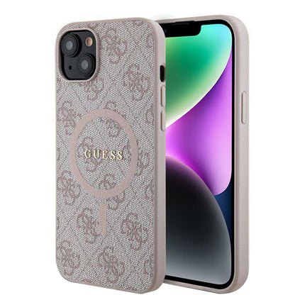 Etui MagSafe dla Apple iPhone 14, Guess, 4G Ring Classic Logo, Różowy