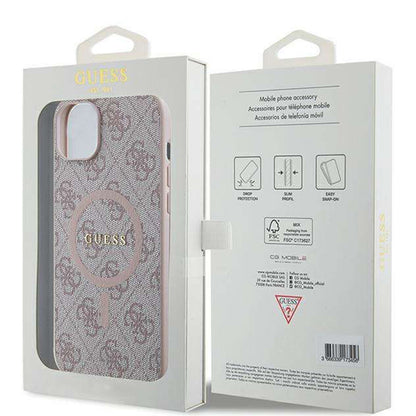 Etui MagSafe dla Apple iPhone 14, Guess, 4G Ring Classic Logo, Różowy
