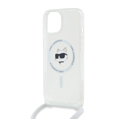 Etui MagSafe dla Apple iPhone 14, Karl Lagerfeld, IML Crossbody Choupette's Head with Strap, Przezroczyste