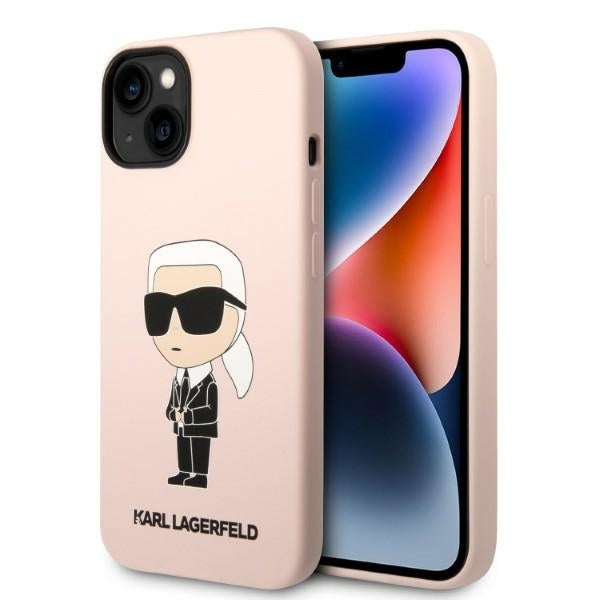 Etui MagSafe dla Apple iPhone 14, Karl Lagerfeld, Silikonowe Ikonik Karl, Różowy