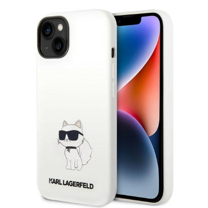 Etui MagSafe dla Apple iPhone 14 Plus, Karl Lagerfeld, Silikonowe Choupette, Białe