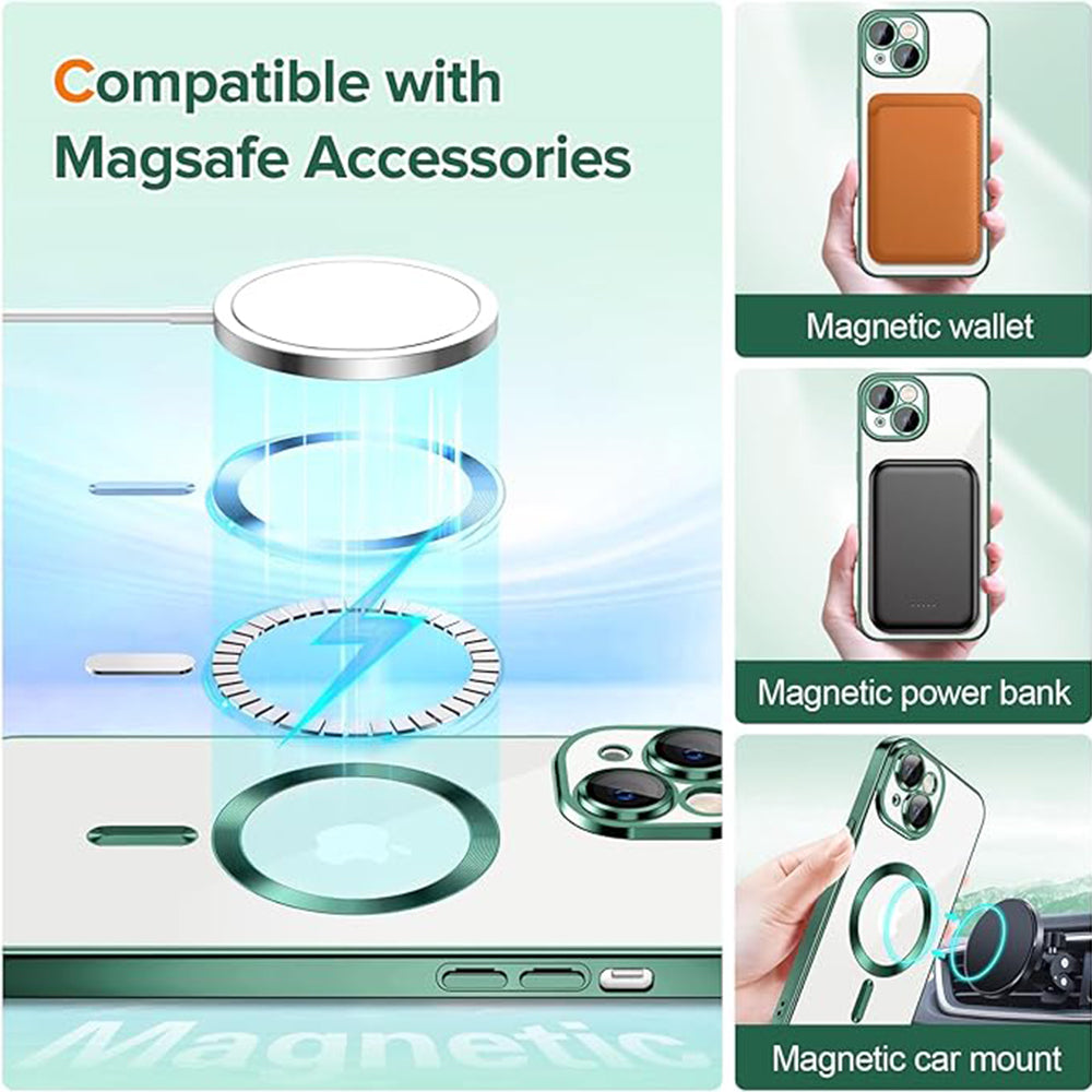 Etui MagSafe do Apple iPhone 14 Plus, Techsuit, Luxury Crystal, Ciemnozielony