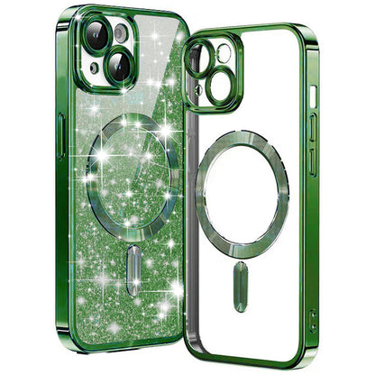 Etui MagSafe do Apple iPhone 14 Plus, Techsuit, Luxury Glitter, Ciemnozielony