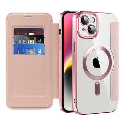 MagSafe Case for Apple iPhone 14 Plus, Techsuit, SmartMag Book, Pink