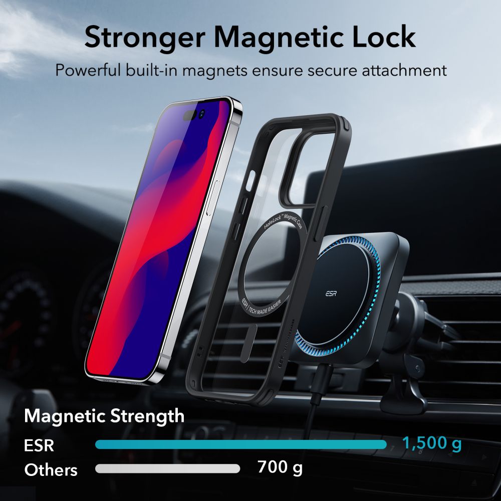 Etui MagSafe do Apple iPhone 14 Pro, ESR, Classic Hybrid, Czarna Przezroczysta