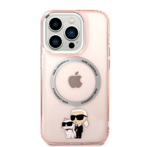 Etui MagSafe dla Apple iPhone 14 Pro, Karl Lagerfeld, Ikonik Karl & Choupette, Różowy