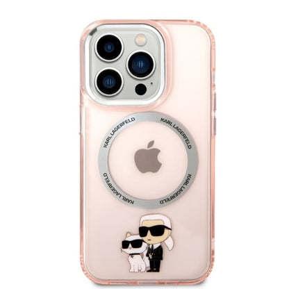 Etui MagSafe dla Apple iPhone 14 Pro, Karl Lagerfeld, Ikonik Karl & Choupette, Różowy