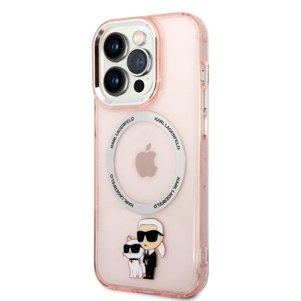 Etui MagSafe dla Apple iPhone 14 Pro, Karl Lagerfeld, Ikonik Karl & Choupette, Różowy