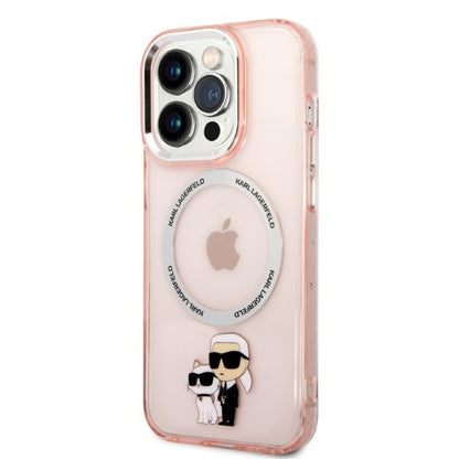 Etui MagSafe dla Apple iPhone 14 Pro, Karl Lagerfeld, Ikonik Karl & Choupette, Różowy