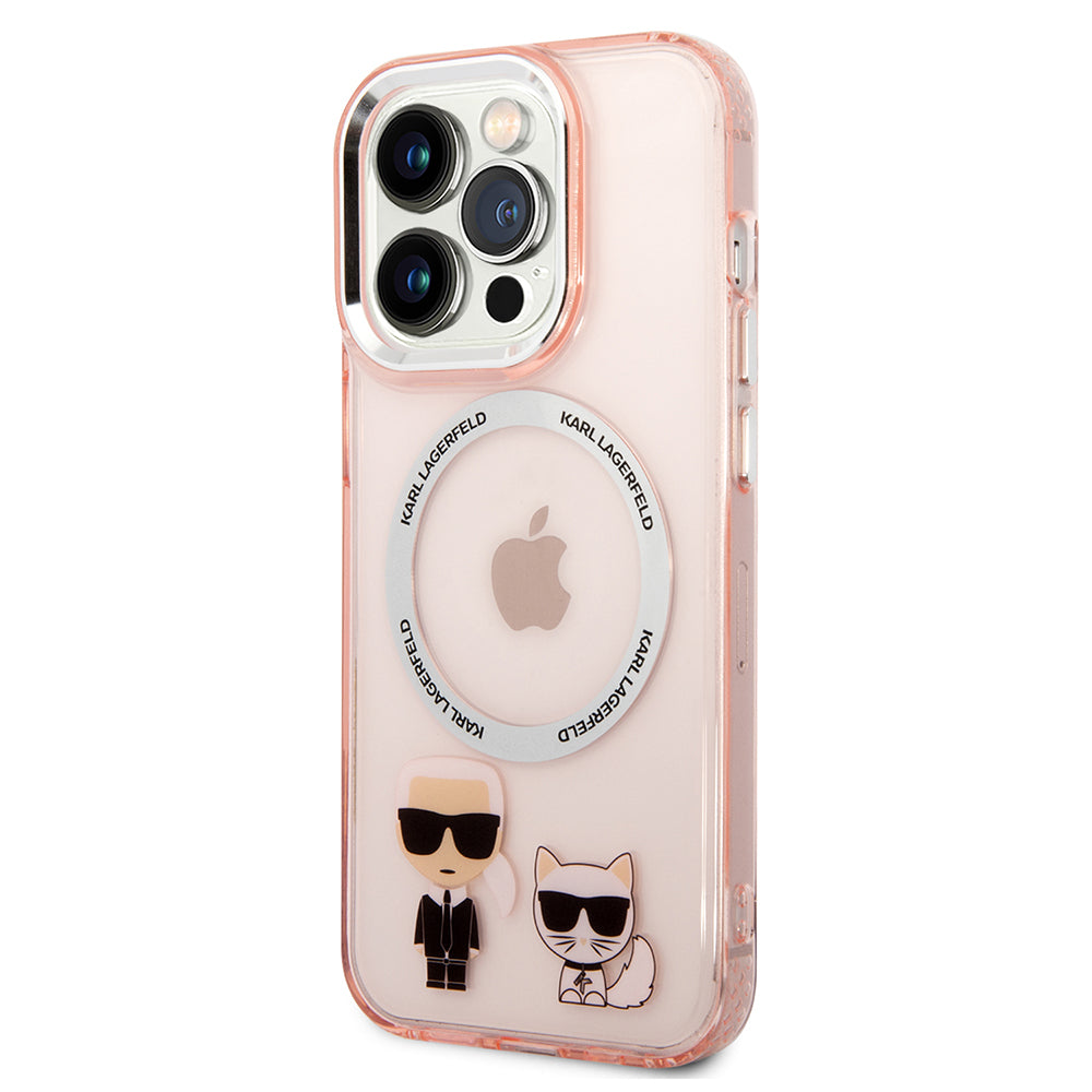 Etui MagSafe dla Apple iPhone 14 Pro, Karl Lagerfeld, Karl & Choupette Aluminium, Różowy