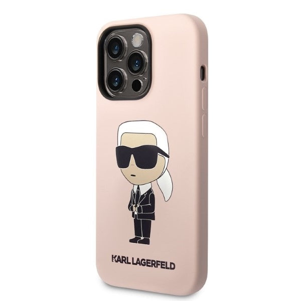 MagSafe Case for Apple iPhone 14 Pro, Karl Lagerfeld, Ikonik Karl Silicone, Pink
