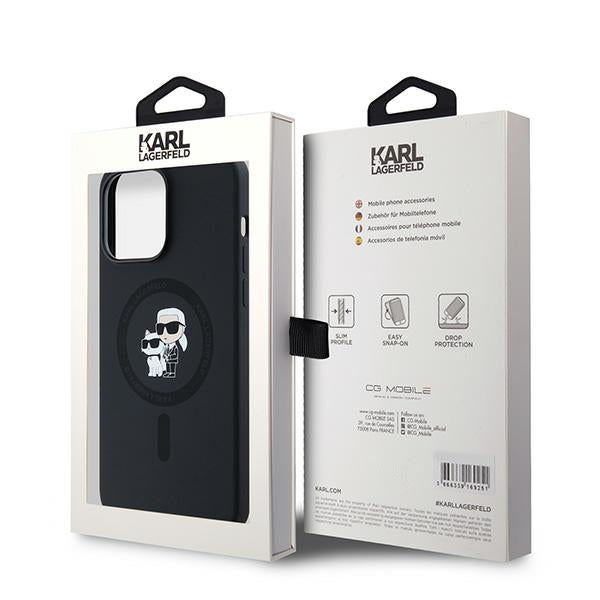 Etui MagSafe dla Apple iPhone 14 Pro, Karl Lagerfeld, Silikonowe Karl & Choupette, Czarne