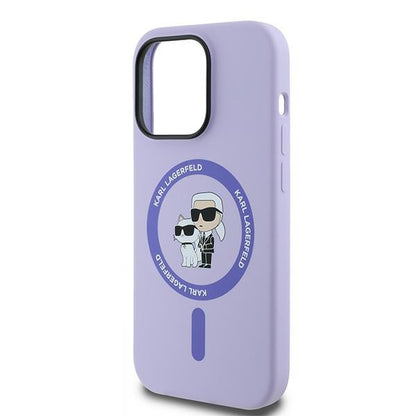 Etui MagSafe dla Apple iPhone 14 Pro, Karl Lagerfeld, Silicone Ring Karl & Choupette, Fioletowy