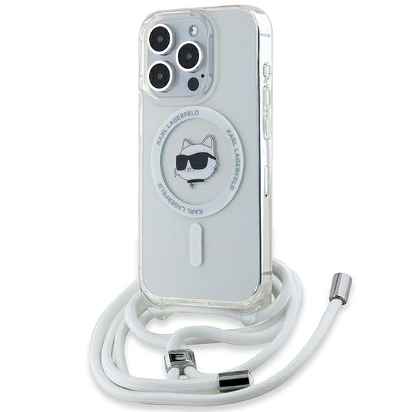 Etui MagSafe dla Apple iPhone 14 Pro Max, Karl Lagerfeld, IML Crossbody Choupette's Head with Strap, Przezroczyste