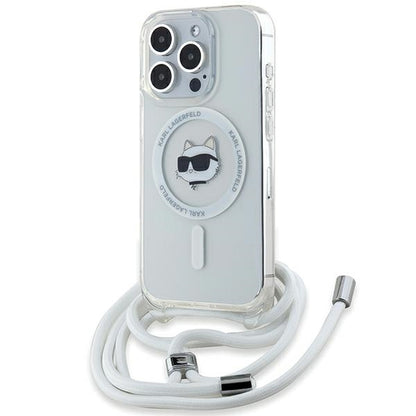 Etui MagSafe dla Apple iPhone 14 Pro Max, Karl Lagerfeld, IML Crossbody Choupette's Head with Strap, Przezroczyste