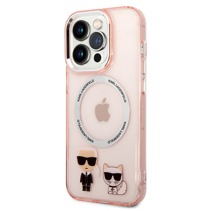 Etui MagSafe dla Apple iPhone 14 Pro Max, Karl Lagerfeld, Karl & Choupette Aluminium, Różowy
