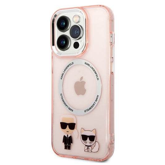 Etui MagSafe dla Apple iPhone 14 Pro Max, Karl Lagerfeld, Karl & Choupette Aluminium, Różowy