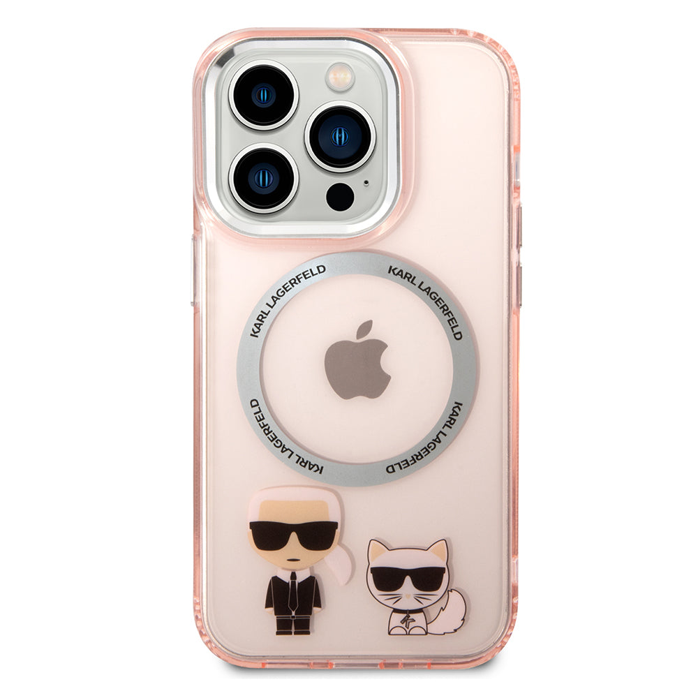 Etui MagSafe dla Apple iPhone 14 Pro Max, Karl Lagerfeld, Karl & Choupette Aluminium, Różowy