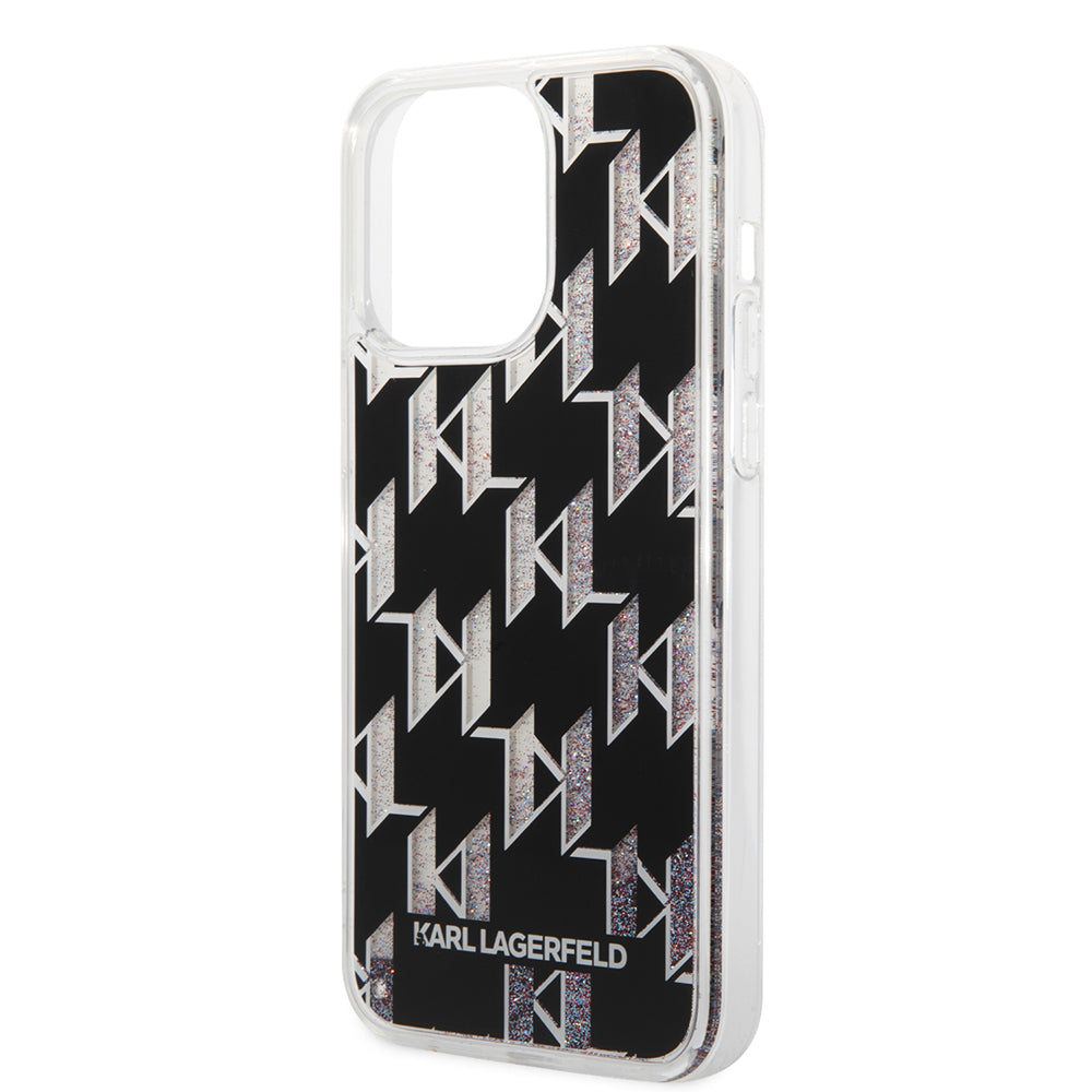 Etui MagSafe dla Apple iPhone 14 Pro Max, Karl Lagerfeld, Monogram Liquid Glitter, Czarne