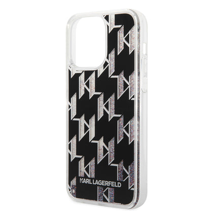 Etui MagSafe dla Apple iPhone 14 Pro Max, Karl Lagerfeld, Monogram Liquid Glitter, Czarne