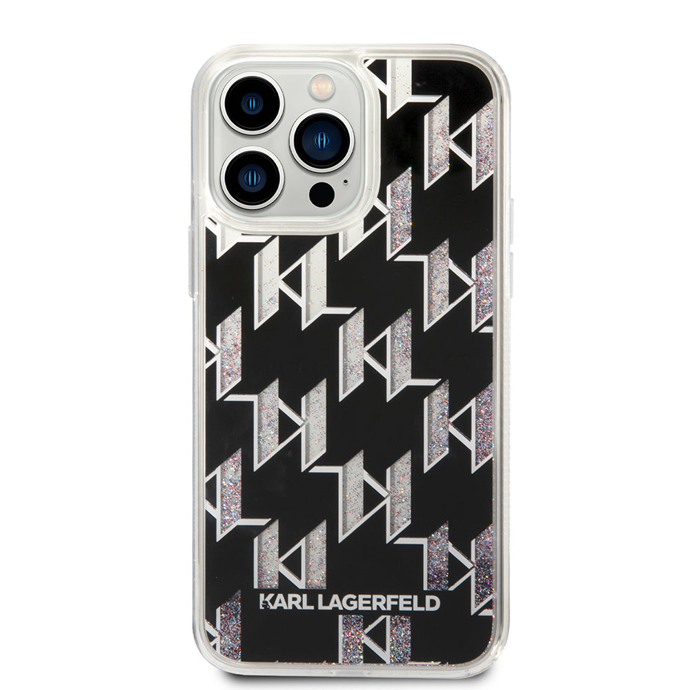 Etui MagSafe dla Apple iPhone 14 Pro Max, Karl Lagerfeld, Monogram Liquid Glitter, Czarne