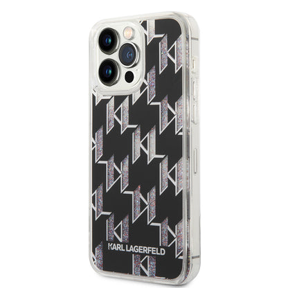 Etui MagSafe dla Apple iPhone 14 Pro Max, Karl Lagerfeld, Monogram Liquid Glitter, Czarne