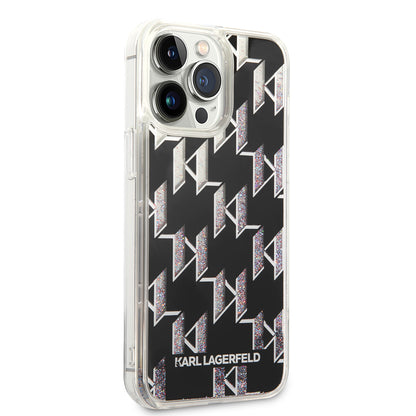 Etui MagSafe dla Apple iPhone 14 Pro Max, Karl Lagerfeld, Monogram Liquid Glitter, Czarne