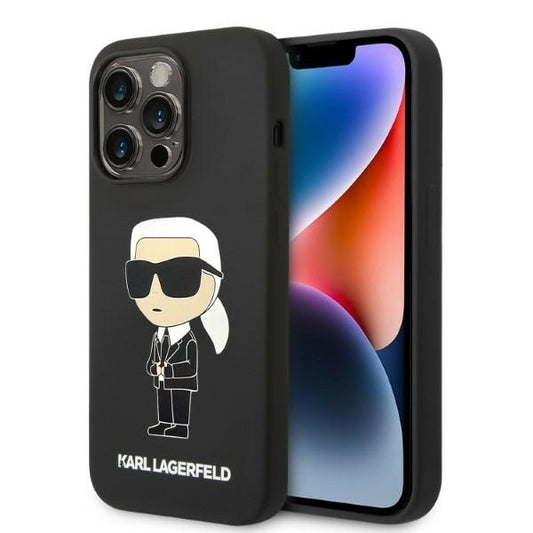 Etui MagSafe dla Apple iPhone 14 Pro Max, Karl Lagerfeld, Silikonowe Ikonik Karl, Czarne