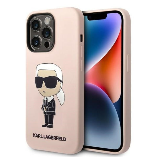 Etui MagSafe dla Apple iPhone 14 Pro Max, Karl Lagerfeld, Silikonowe Ikonik Karl, Różowy